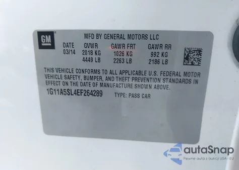 2014 Chevrolet Malibu 1Fl from USA, damaged, VIN 1G11A5SL4EF264289